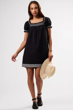 Dresses|Clearance^Amour Vert Smocked Embroidery Dress BlackWhiteEmbroidery
