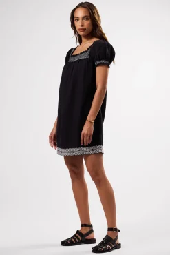 Dresses|Clearance^Amour Vert Smocked Embroidery Dress BlackWhiteEmbroidery