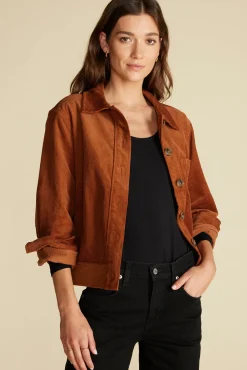 Jackets & Outerwear|Clearance^Amour Vert Spencer Corduroy Trucker Jacket AlmondBrown