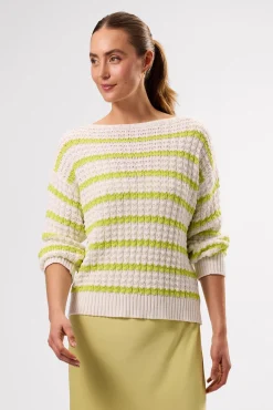 Sweaters & Cardigans|Clearance^Amour Vert Stripe Novelty Sweater IvoryLimeStripe
