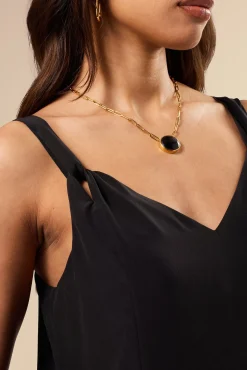 Tops|Clearance^Amour Vert Twist Strap Washable Silk Tank Black