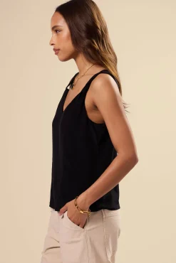 Tops|Clearance^Amour Vert Twist Strap Washable Silk Tank Black