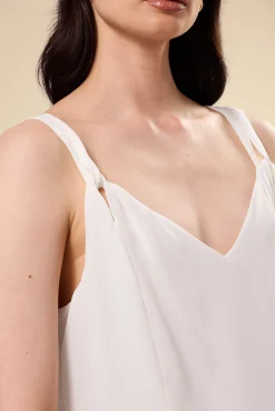 Tops|Clearance^Amour Vert Twist Strap Washable Silk Tank Ivory