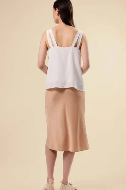 Tops|Clearance^Amour Vert Twist Strap Washable Silk Tank Ivory