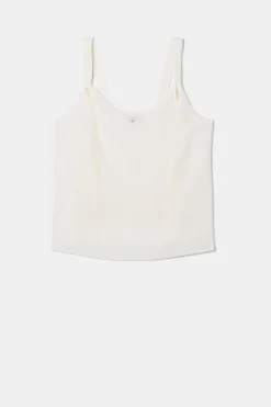 Tops|Clearance^Amour Vert Twist Strap Washable Silk Tank Ivory