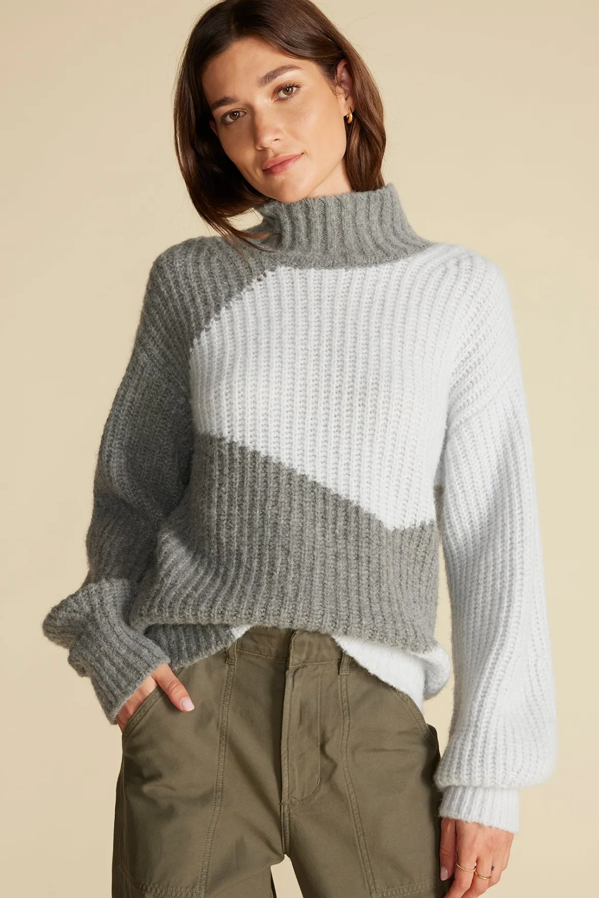 Sweaters & Cardigans^Amour Vert Veira Turtleneck Sweater SkyBlueandGrey