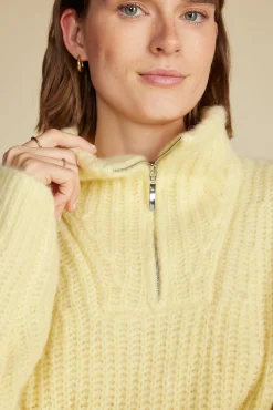 Sweaters & Cardigans|Clearance^Amour Vert Veronique Chunky Half Zip Pullover Sweater AniseYellow