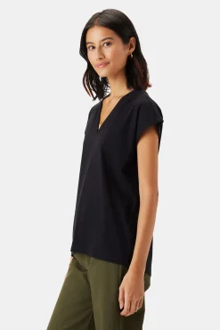 Tops|Tees^Amour Vert V Neck Solid Tee Black