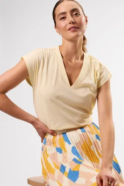 Tops|Tees^Amour Vert V Neck Solid Tee Anise