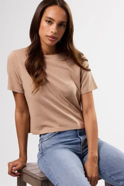 Tops|Tees^Amour Vert Yvette Silk Knit Tee Sand