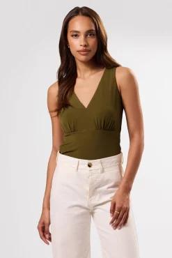 Tops|Clearance^Amour Vert Zoe Deep V Tank OliveGreen