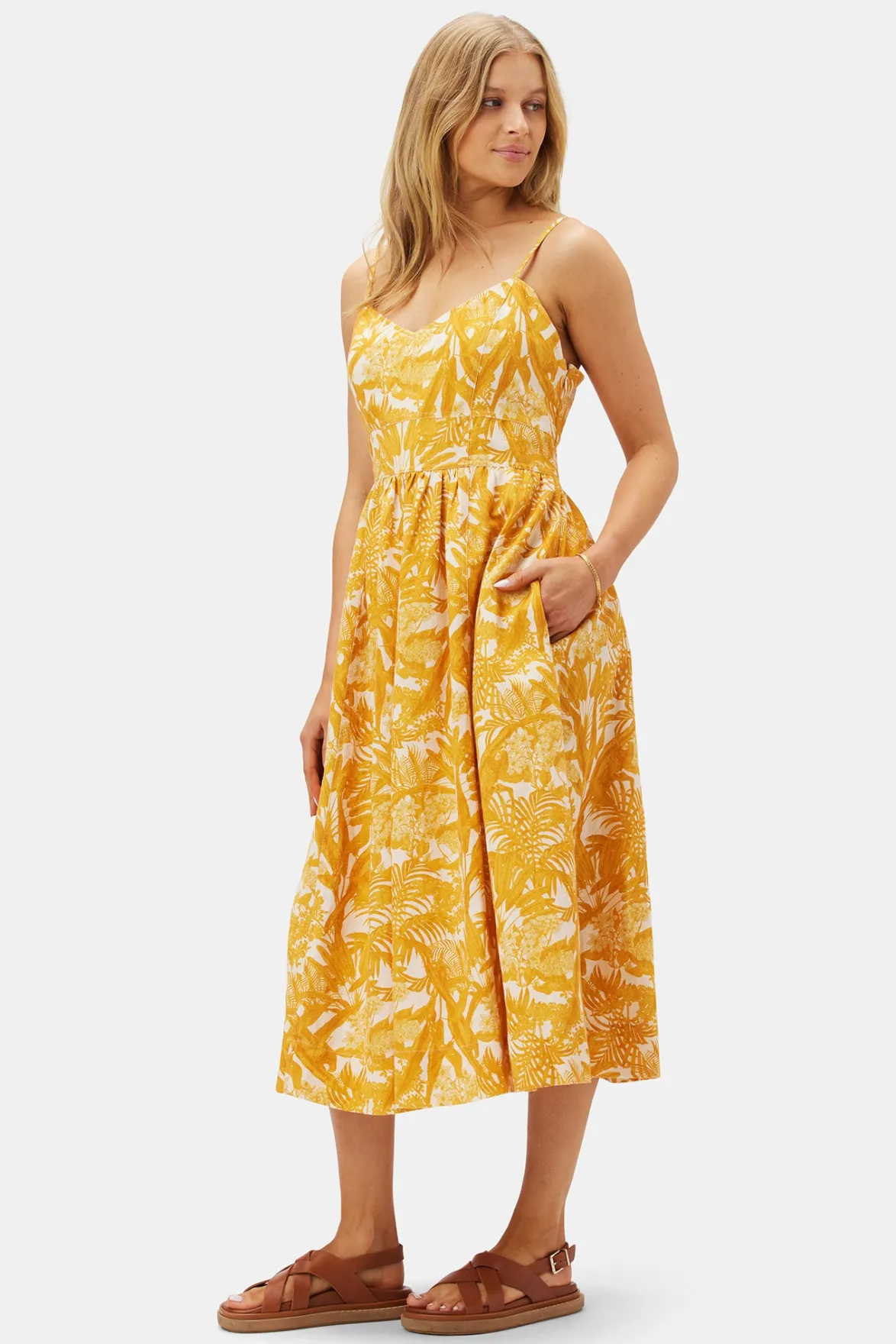 Dresses|Clearance^Amour Vert Zulma Cotton Linen Dress ToileMandarine