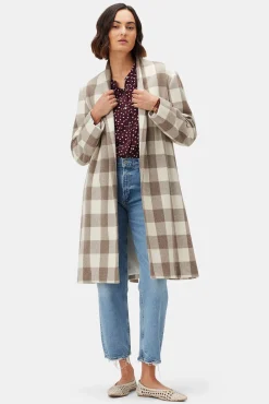 Jackets & Outerwear|Clearance^Amour Vert Zuly Wool Twill Coat NaturalBuffaloCheck