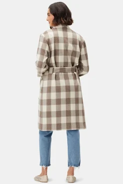 Jackets & Outerwear|Clearance^Amour Vert Zuly Wool Twill Coat NaturalBuffaloCheck